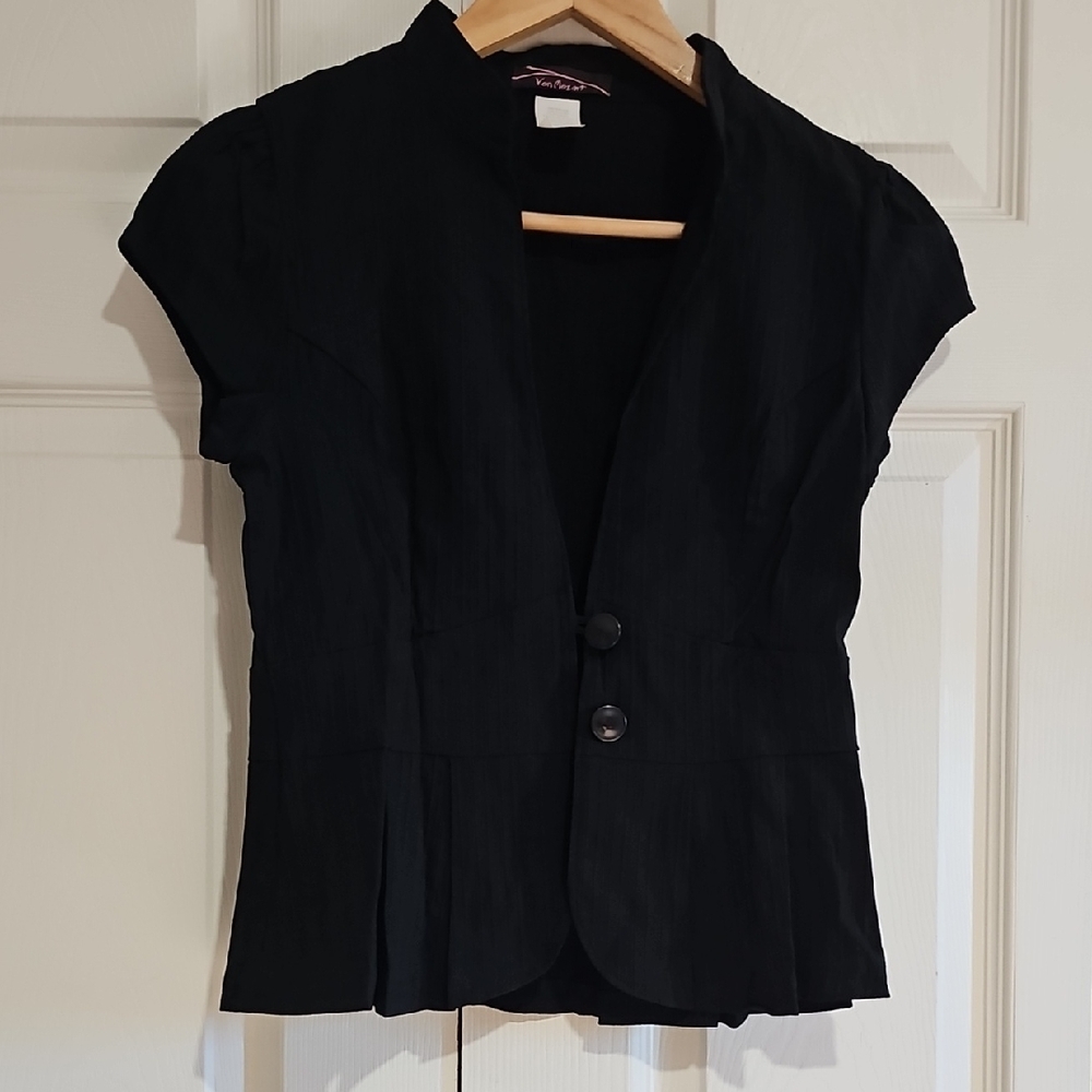 🖤 Von Mozart Black Tailored Vest Blazer – Size Medium